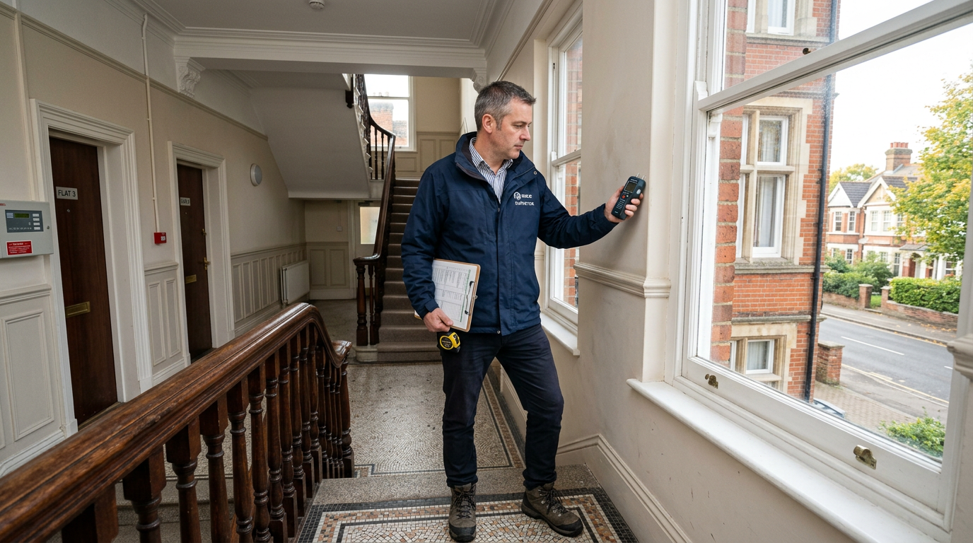 Modern leasehold apartment building in Watford town centre requiring a RICS survey before purchase